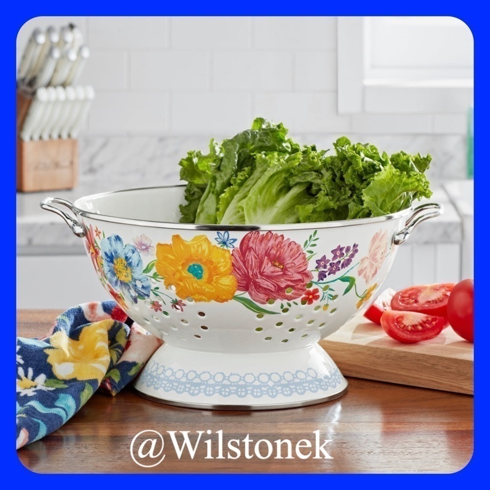 The Pioneer Woman Brilliant Blooms Enamel on Steel 5-Quart Colander